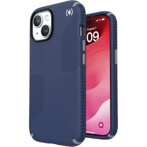 Speck iPhone 15 Case - Drop Protection, Grip - for iPhone 15, iPhone 14, iPhone 13 - Scratch Resistant, Soft Touch 6.1 Inch Phone Case - Presidio2 Grip Black/Slate Grey/White