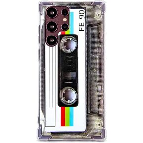 FAteamll Case for Galaxy S22 Ultra, Shockproof Scratchproof with TPU Soft Bumper Retro Cassette Tape Case Compatible with Samsung Galaxy S22 Ultra