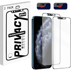 Screen Protector with Front Camera Cover Compatible for Phone 13 Pro Max/Phone 14 Plus,HD Tempered Glass Screen Protection and Spy Cover Protect Privacy, Not Affect Face ID-2 Pack