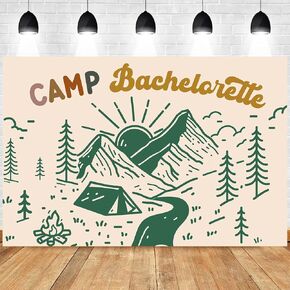 Camping Bachelorette Party Decorations for Adult Camp Bachelorette Backdrop Banner Mountain Lake Hiking Bachelorette Supplies for Bridal Shower Wedding Engagement Hen Party Decorations