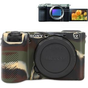 Pocoukate Case for Sony Alpha 6700 Camera, Soft Silicone Protective Cover Skin with A6700 Screen Protector Accessories for Sony Alpha 6700 Camera Silicone Case - Black