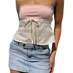 Women Strapless Tube Crop Top Sexy Sleeveless Bandeau Camisole Summer Y2K Off Shoulder Tanks Top …