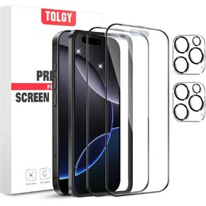 TQLGY 2 Pack for iPhone 16 Pro Matte Screen Protector + 2 Pack Camera Lens Protector, Anti-Glare & Anti-Fingerprint Full-Coverage Tempered Glass with Easy Installation Tool, Case Friendly