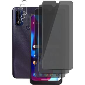 (3+3) For Motorola Moto G Pure (3 Pack) Anti Spy Private Tempered Glass Privacy Screen Protector and (3 Pack) Camera Lens Protector, 2.5D, Anti Scratch