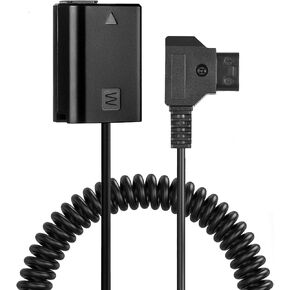 D-TAP to NP-FW50 Dummy Battery Colied Cable, Stable Continuous Power Supply Compatible with Sony ZV-E10 A3000 A5000 A5100 A6000 A6100 A6300 A6400 A6500 A7 II A7R II A7S II