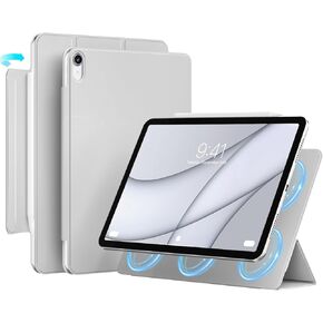 New Magnetic Case for iPad Air 13-inch M2 2024,iPad Pro 12.9 Case 6th/5th Gen (2022/2021) Thin and Lightweight Stand Cover,Non-Slip PU Leather, Supports Pencil Pro/USB-C, Auto Sleep/Wake, Gray