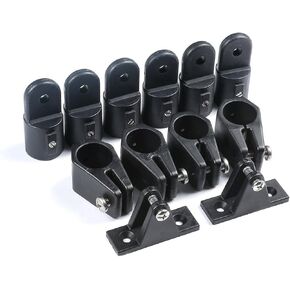 Boat Top Fittings Hardware Combo Black Nylon Bimini Caps Jaw Slides Deck Hinges Pad Eye w/Screws 22 PCS (Black, 1 inch)