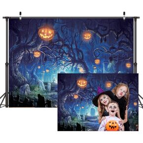 CYLYH 7X5FT Halloween Backdrop Halloween Theme Party Background Pumpkin Lantern Horror Spooky Night Photography Backdrop Halloween Decoration Background D187