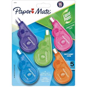 Paper Mate 87813 Liquid Paper DryLine Grip Correction Tape, Assorted Colors, 2 Count