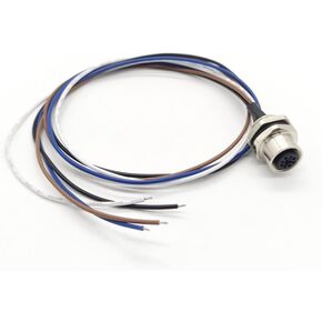 M12 4Pin Female Connector Cable, A Coded Straight Back Mount Cable Waterproof Female Aviation Socket UnShielded Electrical Cable IP67 Sensor Receptacle（0.5Meter）
