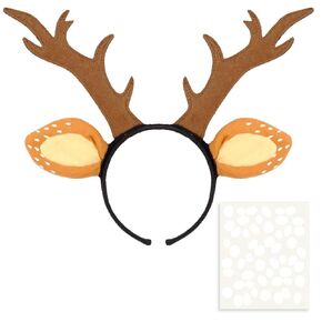 Funcredible Antlers Headband with Tattoo - Deer Horns Costume and Kids Temporary Tattoos - Cute Adults Reindeer Antler Headpiece