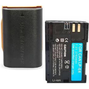 2-pack LP-E6N Rechargeable Lithium-Ion Battery Pack (7.2V, 2750mAh) - Replacement For Canon LP-E6, LP-E6N Battery for Canon C700, XC15, EOS 60D, 70D, 80D, 90D, 5D Mark II III and IV,5DS, EOS R