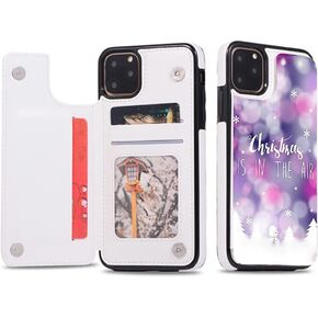 Christmas Flip Leather Wallet Case Compatible with Apple iPhone 14 Pro Max Phone Case with PU Kickstand Card Holder Purse,Double Magnetic Clasp Shockproof Xmas Pattern Cover(Santa and Elk)