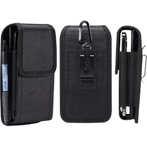 Dual Belt Clip Holster Double Cell Phone Pouch Case Holder for Two Samsung Galaxy S24 Ultra S23 Ultra S22 Ultra S21 Ultra S21 Plus A15 A35 A54 A14 A13 A03s, iPhone 15 Pro Max, Moto G Power G Play 2023
