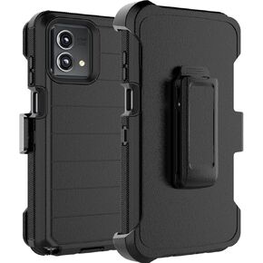 Takfox Moto G Stylus 2023 5G Case, for Motorola G Stylus 2023 5G Belt Clip Holster Phone Case [Built-in Screen Protector] Kickstand Protective Rugged Heavy Duty Shockproof Dustproof Cover-Black/Orange