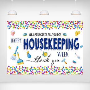 Happy Housekeeping Week Backdrop - 7x5ft Colorful Confetti We Appreciate All You Do Decorations Housekeeping Staff Appreciation Banner Thank You Sign for Housekeepers Custodian Decor