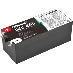 Talentcell 24V 4Ah LiFePO4 Lithium Battery Pack, 96Wh Deep Cycle Rechargeable Lithium Iron Phosphate Batteries