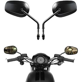 8mm Teardrop Rearview Mirrors Compatible with Harley Davidson Road King CVO Road Street Tri Glide Freewheeler Street XG500 XG750 Sportster XL883 1200 Softail Street Bob, Blakc