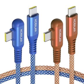 كابلات USB - كابل شحن USB C إلى C 90 درجة للشحن السريع، شاحن هاتف من النوع C - متوافق مع هواتف Android - كابل شحن موثوق ومتين من C إلى C (3pack-1.5+5+10ft)