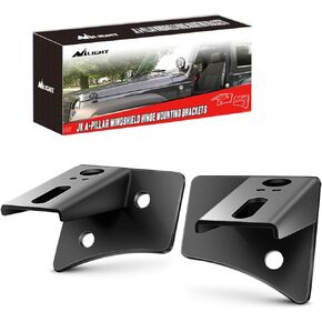 Nilight 2Pcs Windshield Hinge Mounting Brackets Dual A-Pillar for Offroad LED Fog Light Pods for 2018 2019 2020 2021 2022 2023 Wrangler JL/2020-2023 Gladiator JT , 2 Years Warranty,Black