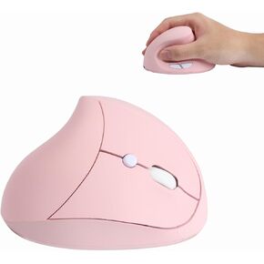 Vertical Mouse, Ergonomic Wireless Vertical Mouse Comfortable 2.4G Optical Rechargeable Mice 3 Adjustable DPI 800/1200/1600 6 Buttons Mice for Laptop PC Computer Desktop Notebook Mac (Pink)