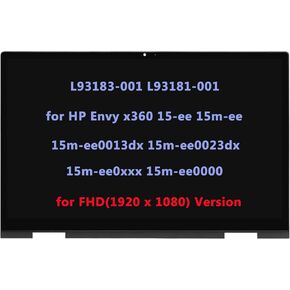 L93182-001 L93180-001 LCD Replacement for HP Envy x360 15-ed 15m-ed 15m-ed0013dx 15m-ed0023dx 15m-ed1013dx 15m-ed1023dx 15-ed1055wm 15-ED1071CL LCD Touch Screen Digitizer Assembly Bezel FHD