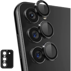 for Galaxy S23 FE Camera Lens Protector, Anti-Scratch HD Clarity 9H Tempered Glass with Aluminum Edging, Individual Lens Screen Protective Ring for S23FE 2023, 2 Set, Black