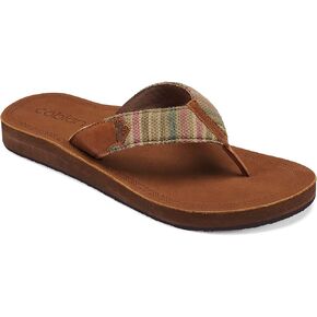 Cobian Sayulita Sandals for Women – Premium Leather Flip-Flops with Hand-Woven Textile Straps – Comfortable Casual Slip-On Footwear