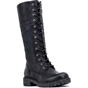 GC Shoes Women's Knee-High Boots, Vegan Leather Side Zipper Lace Up Style Fall Boots, Tall Wide Calf Boots, Hanker