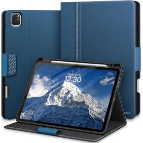 KingBlanc Case for iPad Pro 11-inch 2024 (M4, 5th Generation) with Pencil Holder, PU Leather Durable Protective Cover, Auto Sleep/Wake, Supports Pencil Pro/Pencil (USB-C), Viewing/Typing Angle, Black
