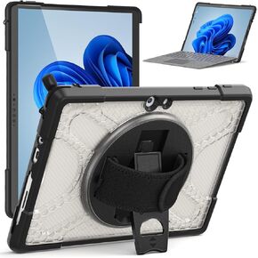 Protective Case for Microsoft Surface Go 4 (2023)/Surface Go 3 (2021)/ Surface Go 2 (2020), Rugged Surface Go Case with Hand Strap/Kickstand, Compatible with Type Cover Keyboard-Black