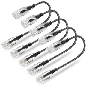 Patch Cables Cat6a 2ft (10 Pack) Slim, Cat6a Patch Cable 10G Pure Bare Copper Snagless RJ45 Network Patch Cables,for Home and Enterprise Network -Black