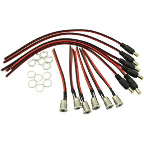 6 Sets DC Power Socket and 6pcs Power Supply Cables, Metal Charging Female Socket DC Power Jack Socket Used for Audio and Video Products Digital Products Remote Controllers Computer Products