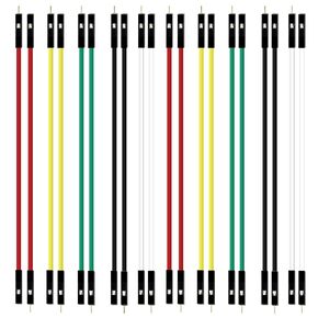 Breadboard Jumper Dupont Wires 24Awg Kabel 5 Colors 1Pin 2.54Mm Male to Female Double-End Tinning Connector Cable (Red, Black, White, Yellow, Green, 20 Each)