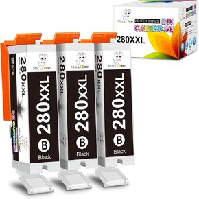 PGI-280XXL PGBK Black Ink Cartridges Compatible for Canon 280 281 Ink Cartridges,Work for Canon TR8620A TR8520 TR7520 TS9120 TS6320 TS6220 TS6120 TS702 TS8120 TS8220 TS8320 Pinter (3 PGBK)
