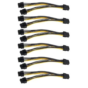 (6 Pack) GPU VGA PCIe 8 Pin Female to Dual 8 Pin (6+2) Male PCI Express Adapter Splitter Power Cable 9 inch