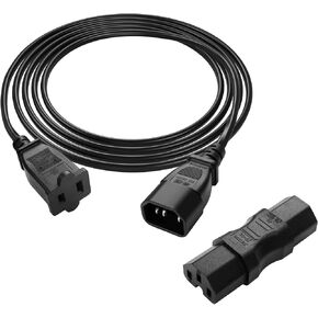GINTOOYUN IEC 320 C14 Male to Nema 1-15R Female Splitter Adapter Cable with 1 IEC 320 C13 Female to Female Connector Plugs 2.2M