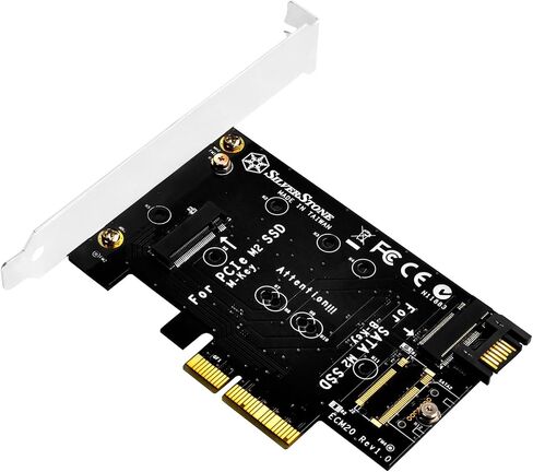تقنية SilverStone SST-ECM20 بطاقة محول M2 مزدوجة إلى PCI-E X4 وSATA 6G (ECM20) in Saudi Arabia