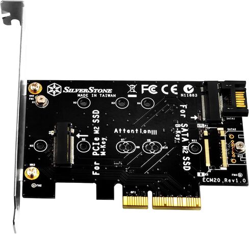تقنية SilverStone SST-ECM20 بطاقة محول M2 مزدوجة إلى PCI-E X4 وSATA 6G (ECM20) in Saudi Arabia
