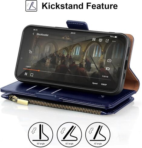 Antsturdy for Google Pixel 7a case Wallet with Card Holder,Google Pixel 7a Phone case RFID Blocking PU Leather Flip Shockproof Cover with Strap Zipper Credit Card Slots for Women Men,Dark Blue in Saudi Arabia