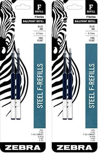 Zebra F-Series Ballpoint Stainless Steel Pen Refill, Fine Point, 0.7mm, Black Ink, 10-Count in Kuwait