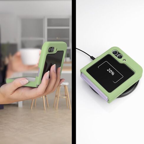 E Segoi Designed for Galaxy Z Flip 5 Case, Liquid Silicone Gel Rubber Shockproof Case Soft Microfiber Cloth Lining Cushion Compatible with Galaxy Z Flip 5 5G (Matcha) in Saudi Arabia