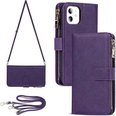 Zouzt Premium Leather case for iPhone 11 pro Wallet Magnetic Flip Cover case with Card Slot TPU Shockproof Kickstand Magnetic Separable case Blue in Saudi Arabia