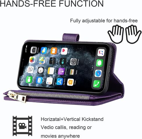Zouzt Premium Leather case for iPhone 11 pro Wallet Magnetic Flip Cover case with Card Slot TPU Shockproof Kickstand Magnetic Separable case Blue in Saudi Arabia