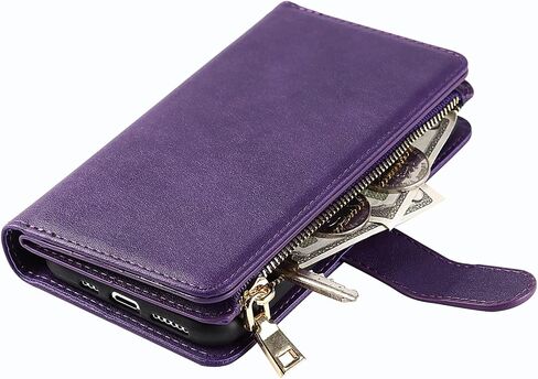 Zouzt Premium Leather case for iPhone 11 pro Wallet Magnetic Flip Cover case with Card Slot TPU Shockproof Kickstand Magnetic Separable case Blue in Saudi Arabia