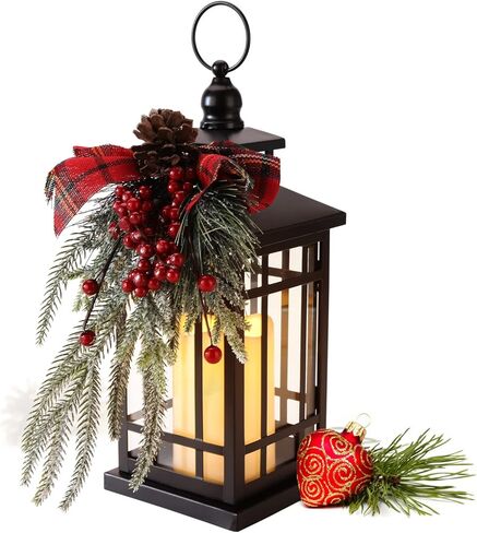 Christmas Decorations Christmas Lantern, Christmas Decorative Candle Lantern, 14 Inch Outdoor Candle Lantern Indoor Home Table Fireplace Farmhouse Decorations, Holiday Xmas Gifts in Saudi Arabia
