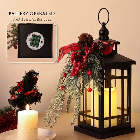Christmas Decorations Christmas Lantern, Christmas Decorative Candle Lantern, 14 Inch Outdoor Candle Lantern Indoor Home Table Fireplace Farmhouse Decorations, Holiday Xmas Gifts in Saudi Arabia