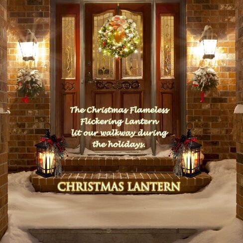 Christmas Decorations Christmas Lantern, Christmas Decorative Candle Lantern, 14 Inch Outdoor Candle Lantern Indoor Home Table Fireplace Farmhouse Decorations, Holiday Xmas Gifts in Saudi Arabia