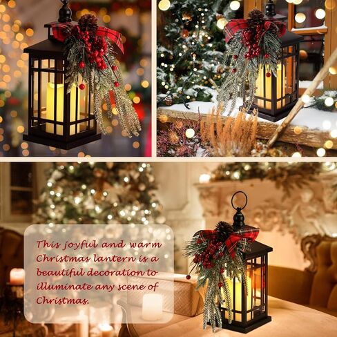 Christmas Decorations Christmas Lantern, Christmas Decorative Candle Lantern, 14 Inch Outdoor Candle Lantern Indoor Home Table Fireplace Farmhouse Decorations, Holiday Xmas Gifts in Saudi Arabia