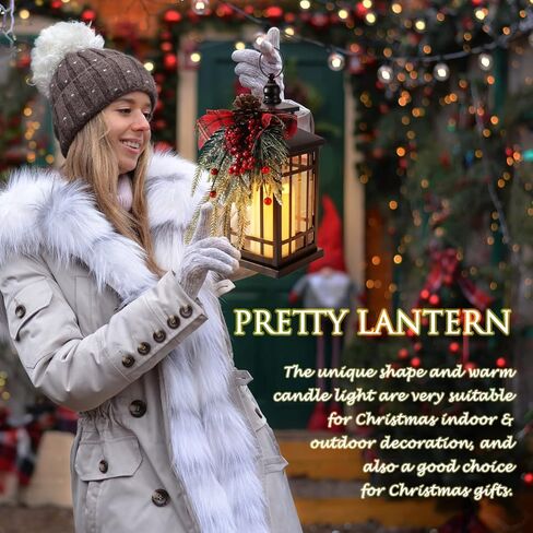 Christmas Decorations Christmas Lantern, Christmas Decorative Candle Lantern, 14 Inch Outdoor Candle Lantern Indoor Home Table Fireplace Farmhouse Decorations, Holiday Xmas Gifts in Saudi Arabia
